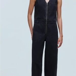 Madewell Zip-Front Denim Jumpsuit size M